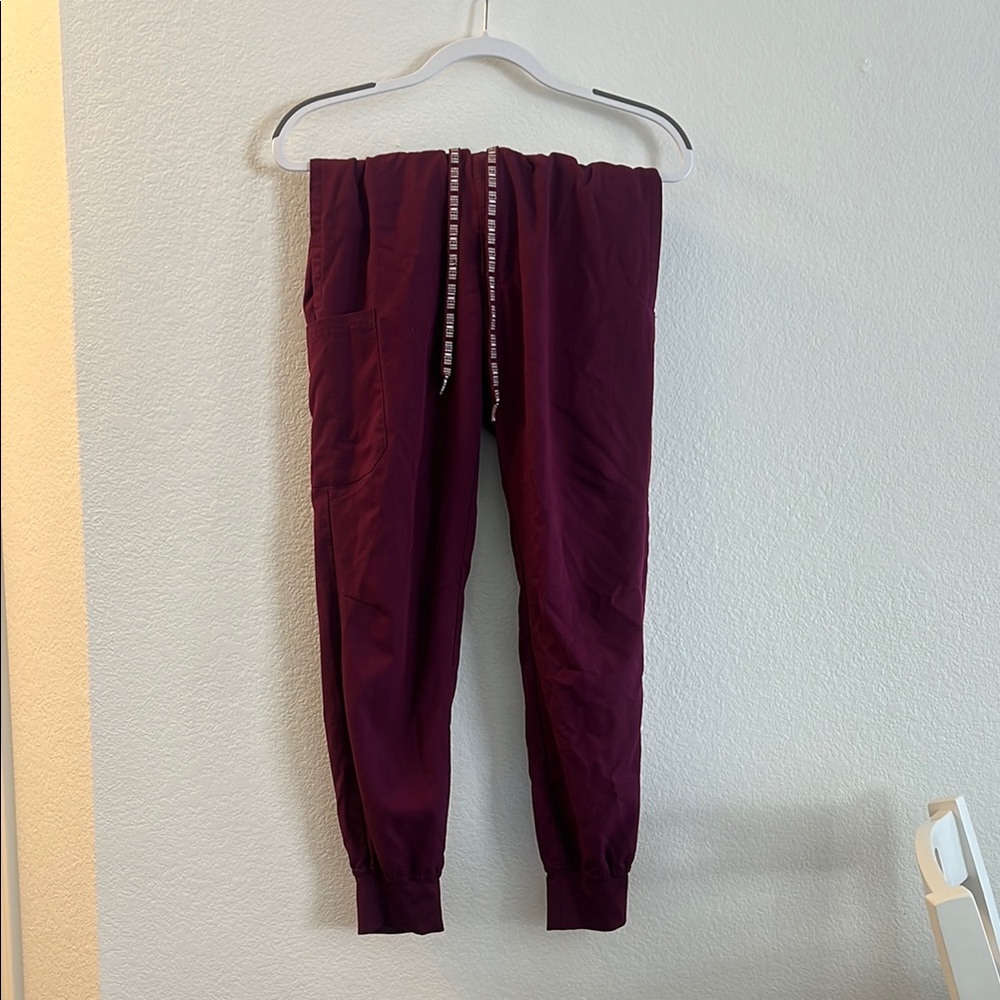 Wine Colored Slim Fit Scrub Joggers